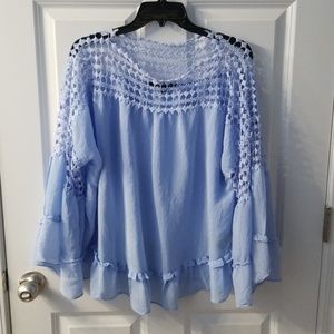 Soft blue flowy blouse